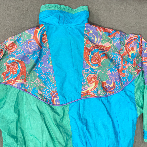 Giacca Sport Bomber Jacket Coat 80s 90s Shoulder Pads Retro Women's Size Medium - Picture 13 of 16